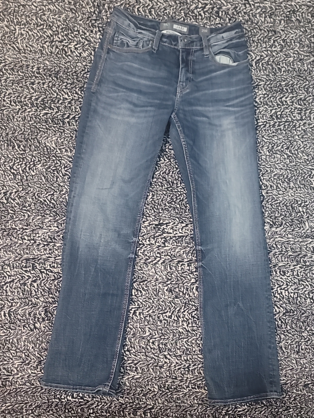 BKE Men's Slim Straight Jeans in Dark Blue Wash